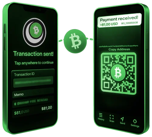 Instant transaction ok1 Bitcoin Cash instant transaction between two smartphones